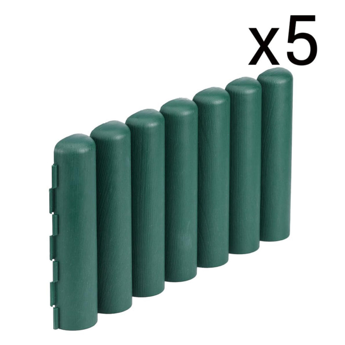 Pack X5 bordures de jardin rondins 40x20cm