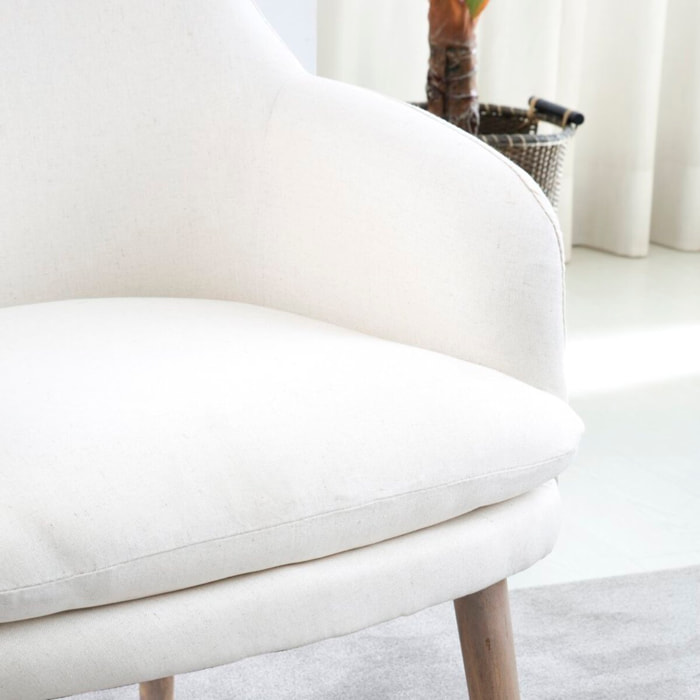 Fauteuil Mara -bois et tissu-couleur beige 60 x 79 x 65 cm