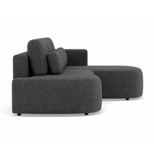 Mahina - canapé d'angle droit 4 places convertible avec coffre en tissu texturé - Gris Anthracite