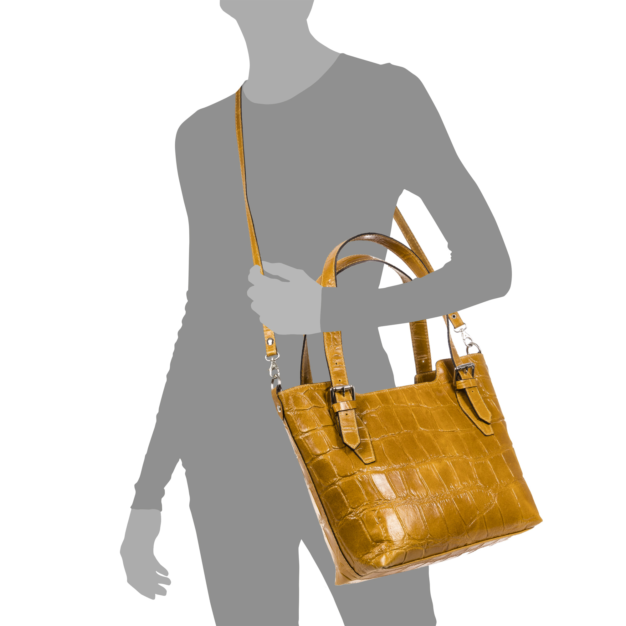 Arezzo Bolso tote Mujer.Piel auténtica Gamuza Grabado Cocodrilo Grande  Camoscio