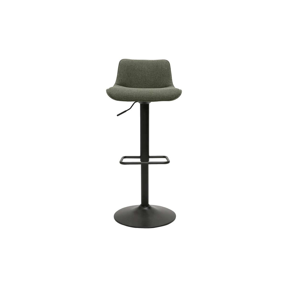 Tabourets de bar réglables pivotants 360° en tissu vert kaki et métal noir (lot de 2) BOOST