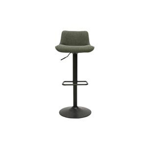 Tabourets de bar réglables pivotants 360° en tissu vert kaki et métal noir (lot de 2) BOOST