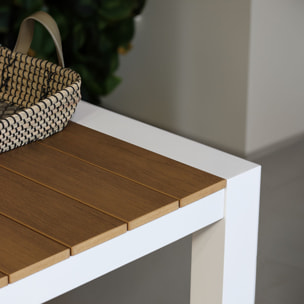 Ensemble de jardin table polywood blanc et fauteuil 8 places BASUN