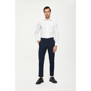 Camicia Uomo 1 Bottone Italiano Slim Cotone Riga Media Grigio/Bianco