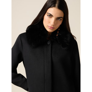 Oltre - Cappotto lungo misto lana - Nero