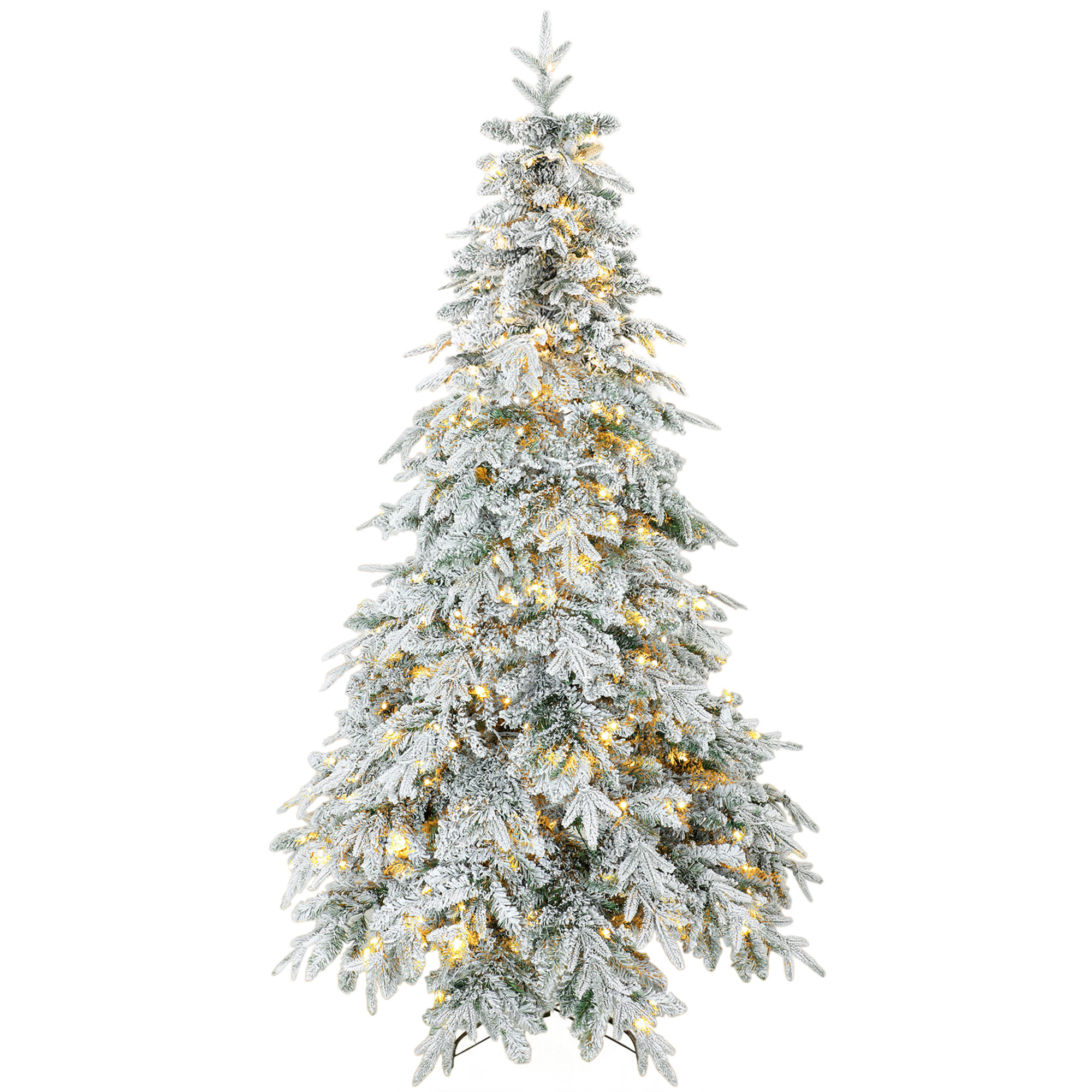 Sapin de Noël artificiel enneigé LED H.180 cm 350 LEDs blanc chaud télécommande 8 modes