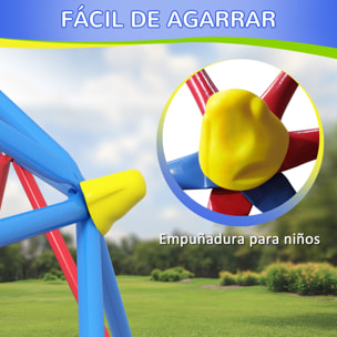 Cúpula de Escalada Juego de Cúpula Geométrica Parque Infantil para 3-8 Años con Marco de Metálico Anti-UV Carga 180 kg para Patio Jardín Ø183x90 cm Rojo y Azul