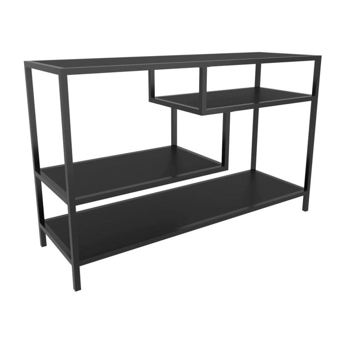 Mobile porta TV Dplizzar, Credenza da soggiorno, Armadio basso per TV, Base parete attrezzata, 120x39h75 cm, Antracite e Nero