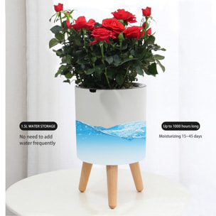 Pot de fleurs à réserve d’eau Tomasucci CALLA, en bois, blanc, 19 × 19 × 33 cm