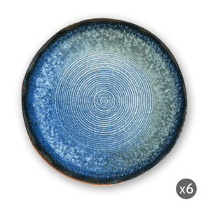 Set 6 piatti piani Excelsa – Poseidone, Ceramica Blu