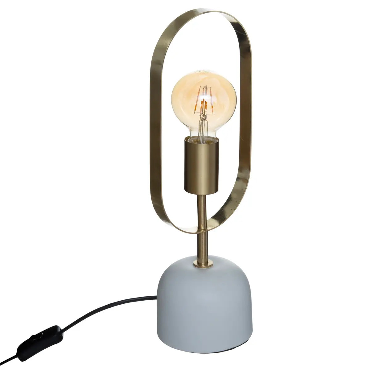 Lampe "Edi" - gris et doré - base effet marbre H44 cm