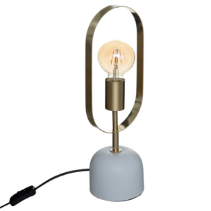 Lampe "Edi" - gris et doré - base effet marbre H44 cm