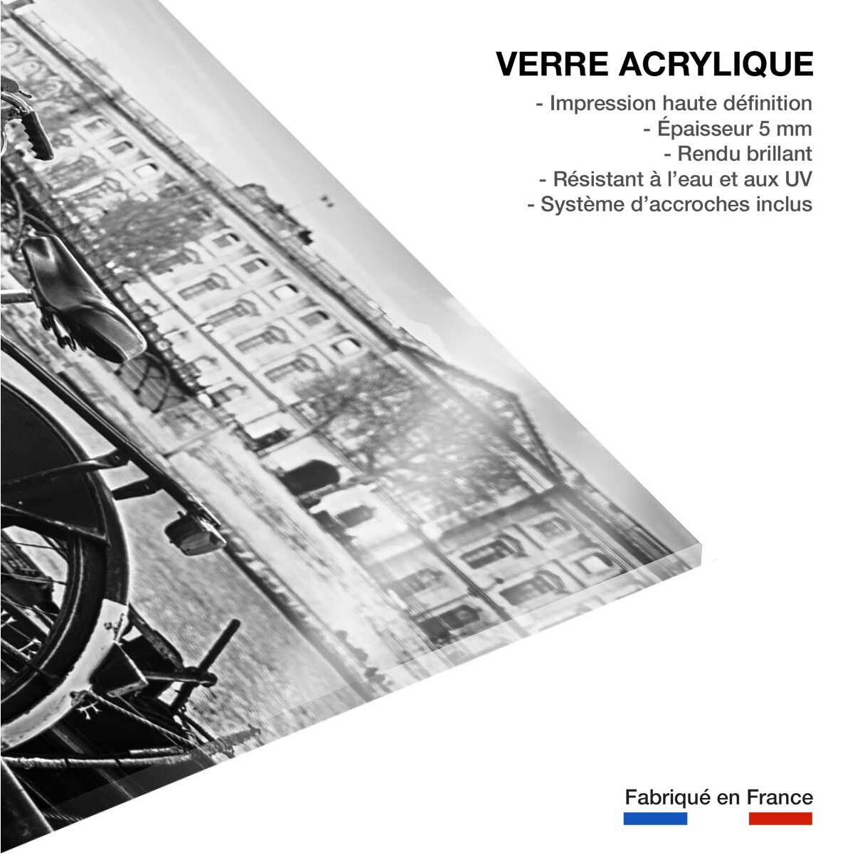 Tableau paris vélo au bord de seine  Tableau plexiglas