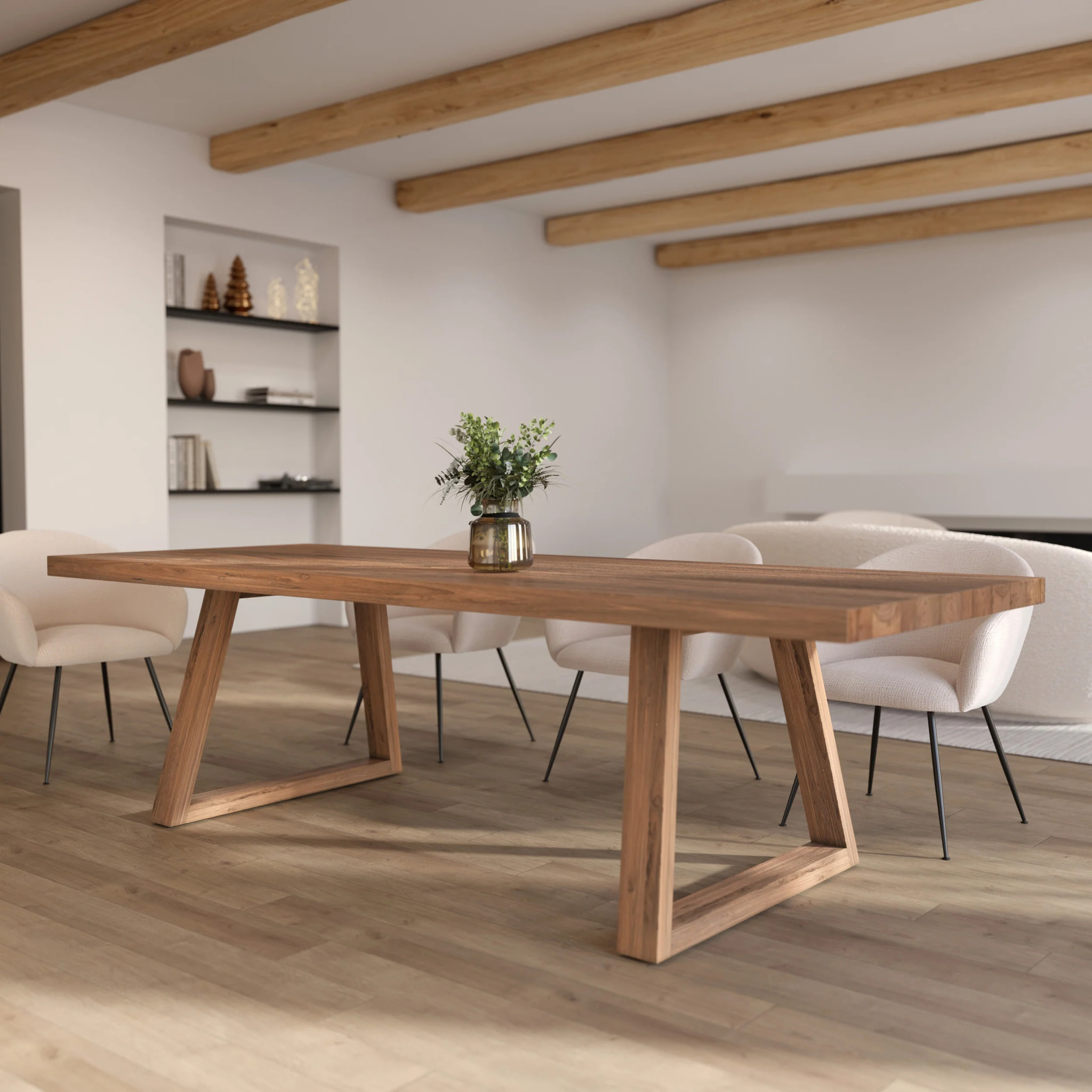 Table rectangulaire 10 personnes en bois de teck recyclé 260 cm - Marie