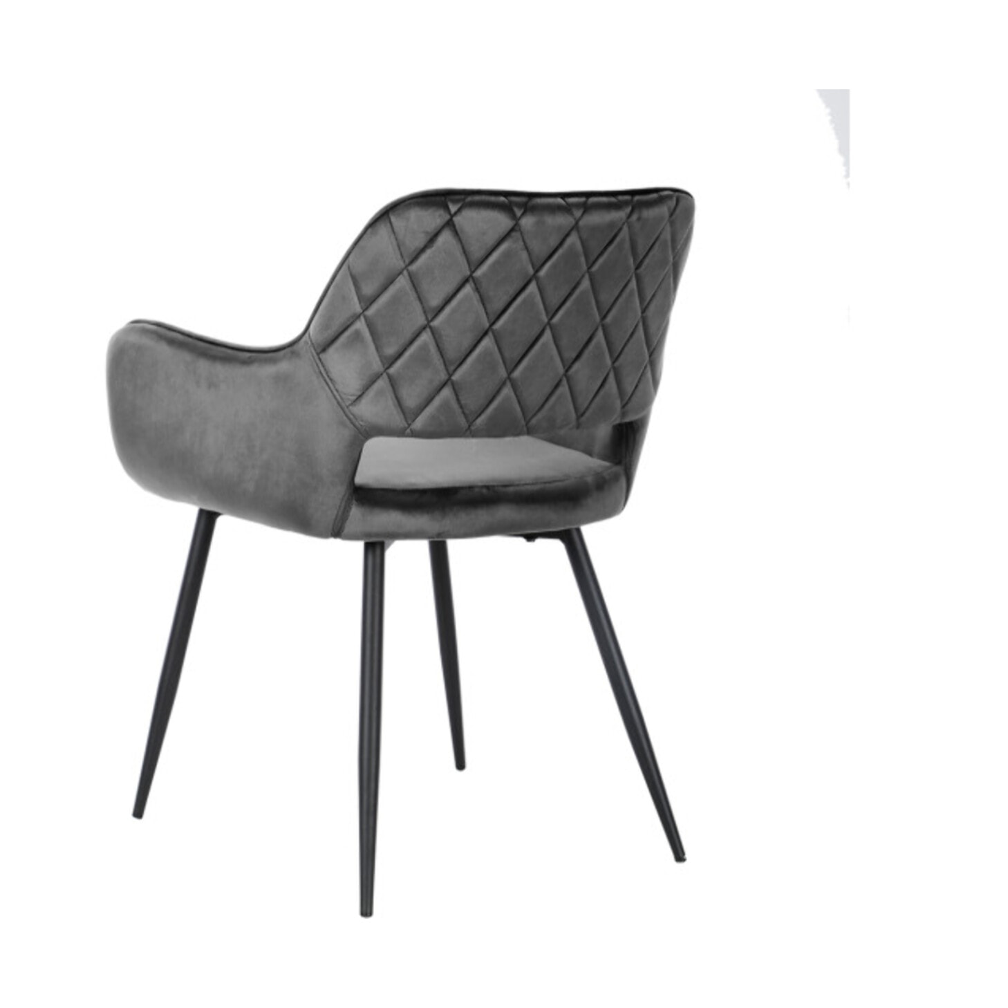 Chaise en velours gris anthracite avec accoudoirs dossier capitonné - GUILLAUME