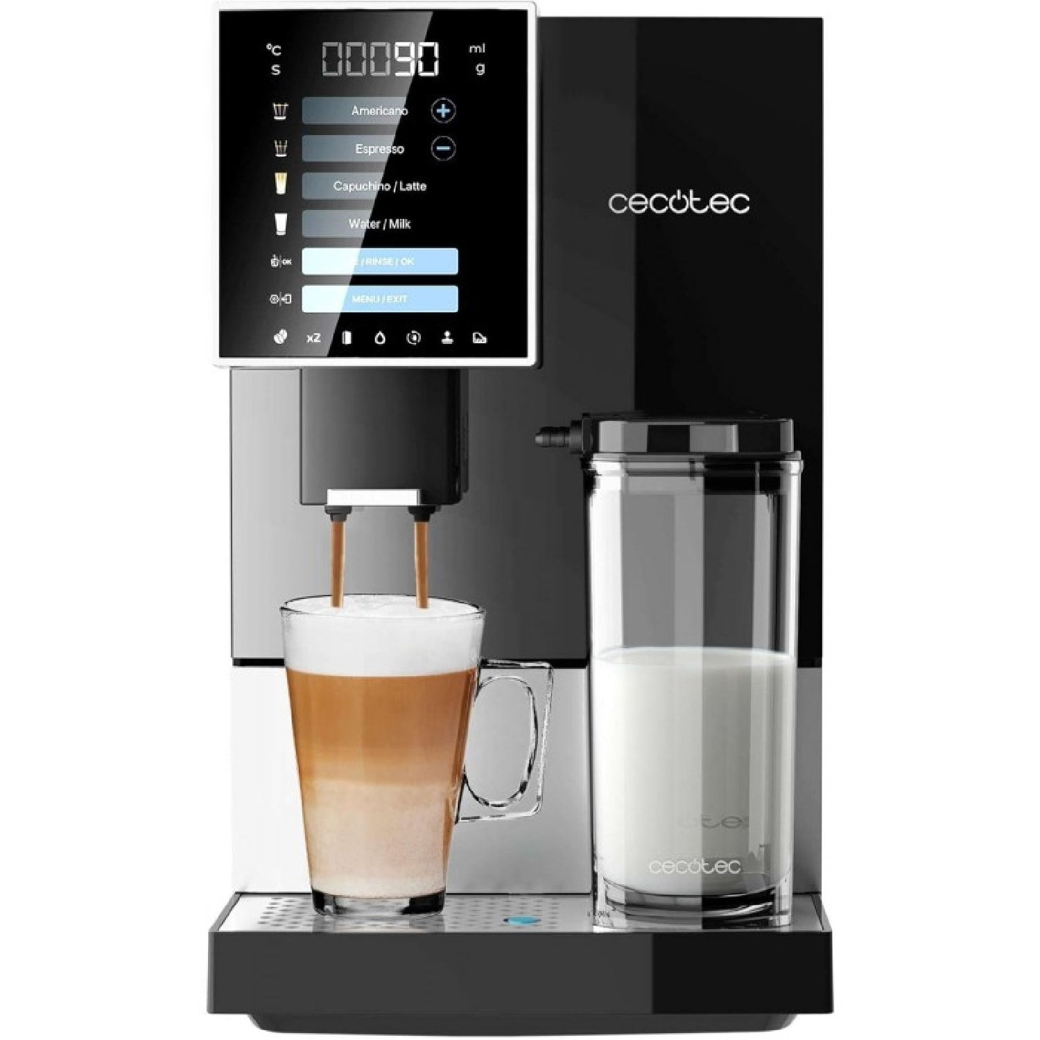 Cafetera Superautomática Cremmaet Compactccino Black Silver, 19 bares, Tanque de