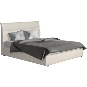 Lit avec coffre de rangement en velours "Isola" - 160 x 200 cm - Beige