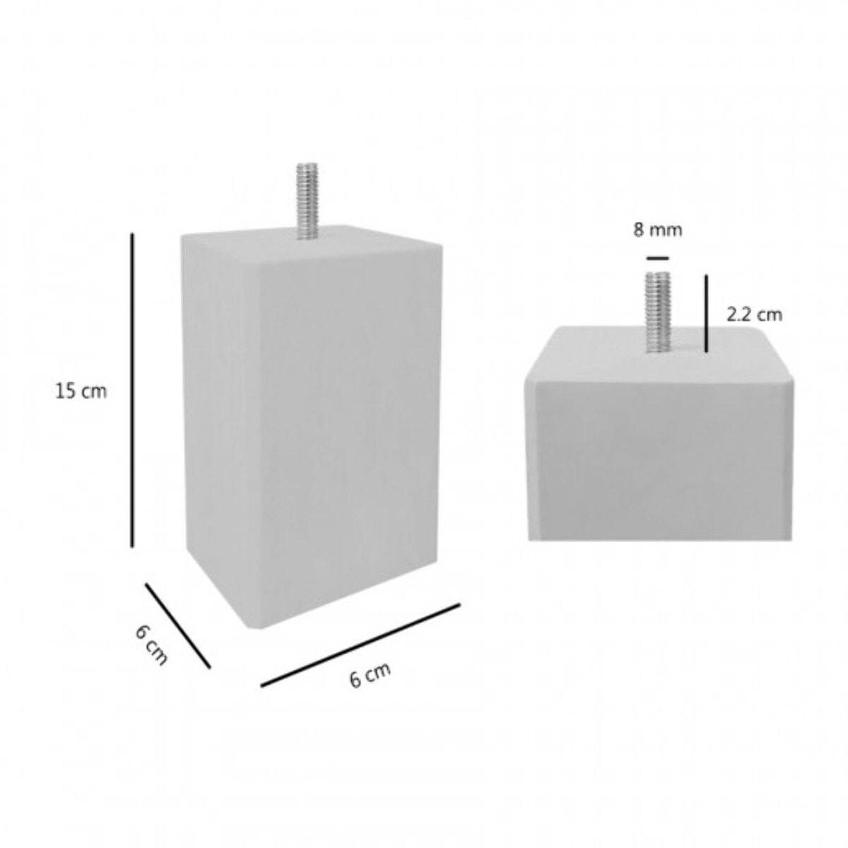 Pieds de lit 15 cm carrés en bois - lot de 4 - EDDY
