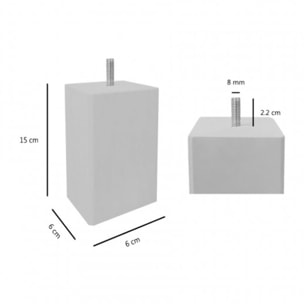 Pieds de lit 15 cm carrés en bois - lot de 4 - EDDY