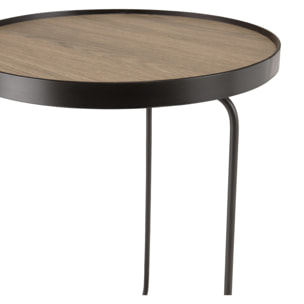 JULIA - Table d'appoint ronde 40x40cm mocha pieds asymétriques métal