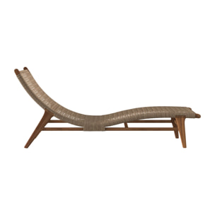 Transat en bois de teck et jacinthe d'eau synthétique - Bruna