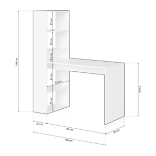 Mesa de escritorio con estantería Duplo Blanco Artik (Blanco Mate)