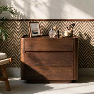 Commode en bois de manguier finition noyer - Aldo