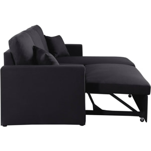 Canapé d'angle convertible/ réversible "Alain" - 221 x 145 x 85 cm - 3 places - Noir