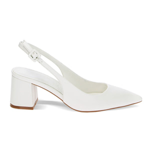 Décolleté slingback bianche, tacco 6 cm