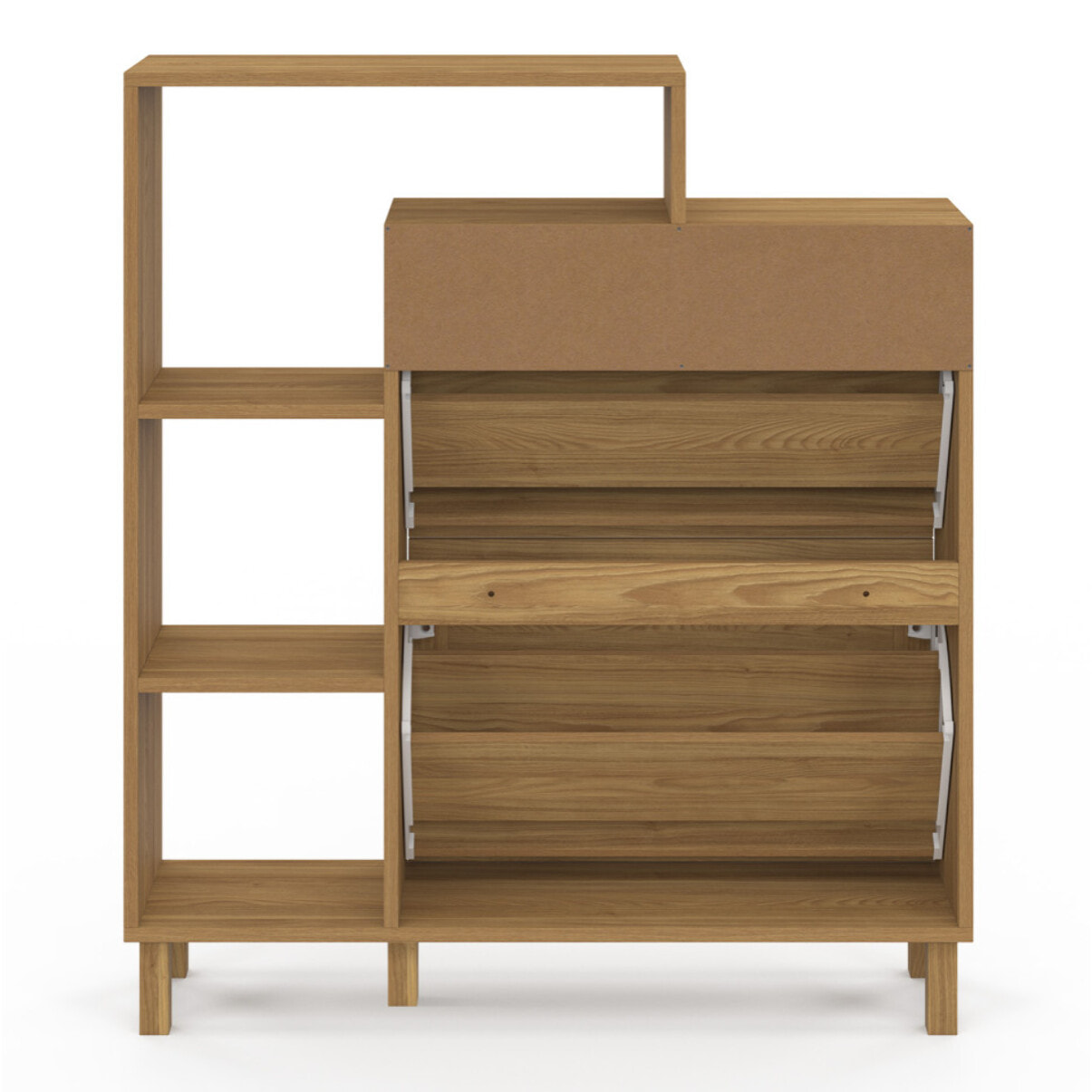 Meuble chaussures Erin 2 portes cannage avec étagères - 12 paires