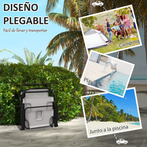 Outsunny Tumbona Plegable Tumbona de Jardín con Respaldo Ajustable en 4 Niveles Orificio de Lectura y Reposacabezas para Terraza Piscina 194x72x31 cm Crema