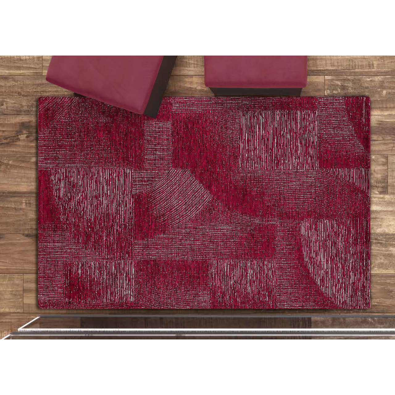 Tappeto Jacquard Ideale Salotto Camera Ingresso Made In Italy Antiscivolo, Lavabile, Morbido Disegno Graffio Magenta By Suardi