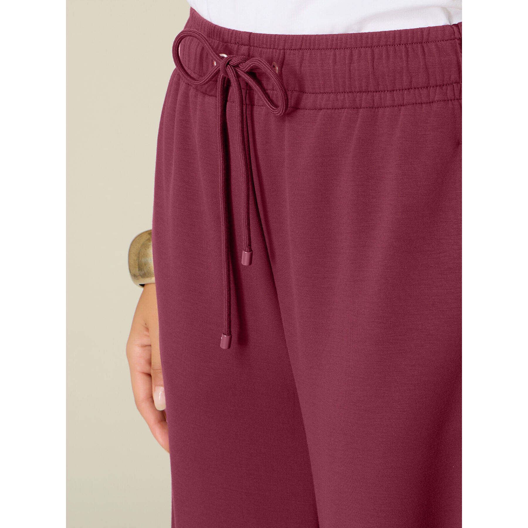 Oltre - Joggers palazzo con ribete - Burgundy