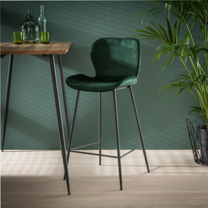 Chaise de bar en velours vert MELBOURNE (lot de 2)
