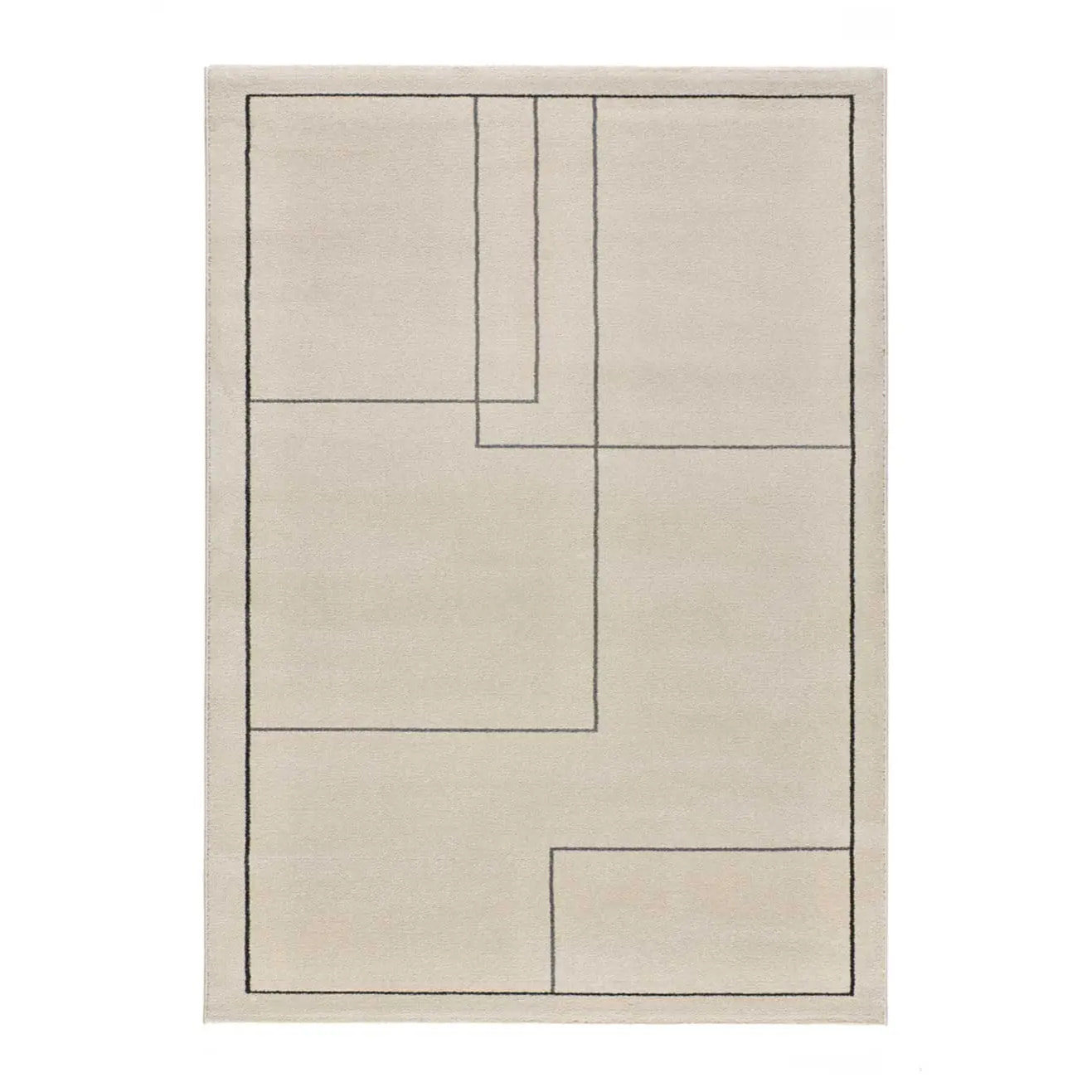 LOS ANGELES LINES Alfombra geométrica de pelo corto blanco, varias medidas disponibles.