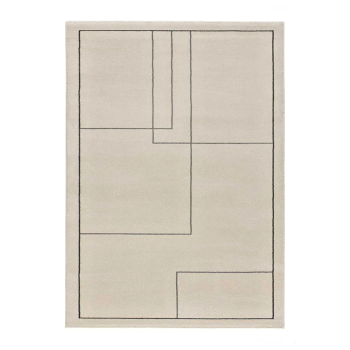 LOS ANGELES LINES Alfombra geométrica de pelo corto blanco, varias medidas disponibles.