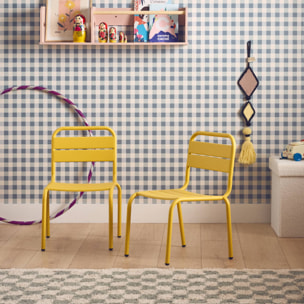 Lot de 2 chaises en métal jaune pour enfant. salon de jardin enfant
