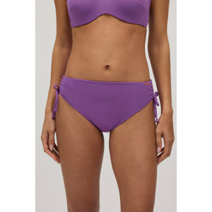 Slip bikini midi riducente in micropiqué viola