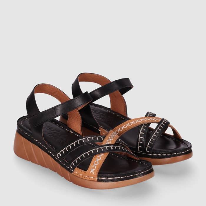 Sandalias de Piel - Negro - Tacón: 5 cm