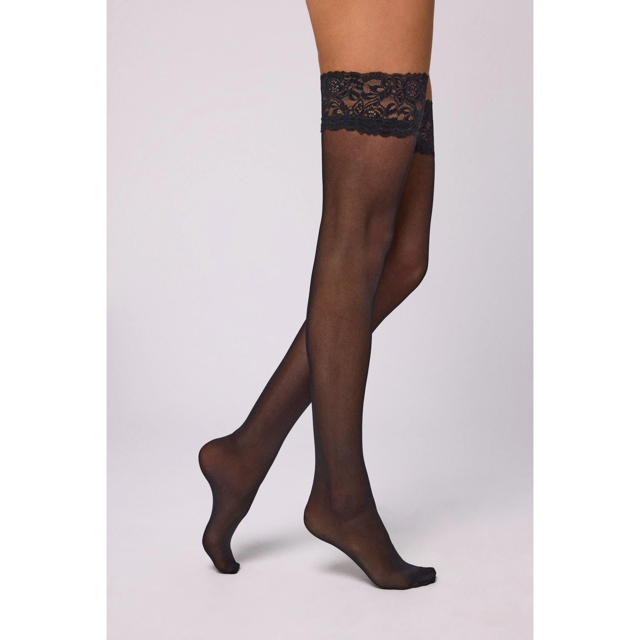 Calza reggicalze in pizzo nero 40 denari