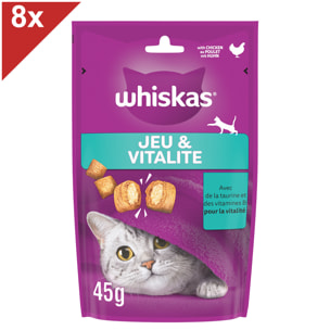 WHISKAS Aliment complémentaire Jeu Vitalité au poulet pour chat 8x45g