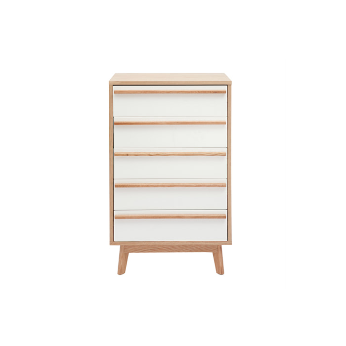 Commode chiffonnier - semainier scandinave 5 tiroirs L60 cm HELIA