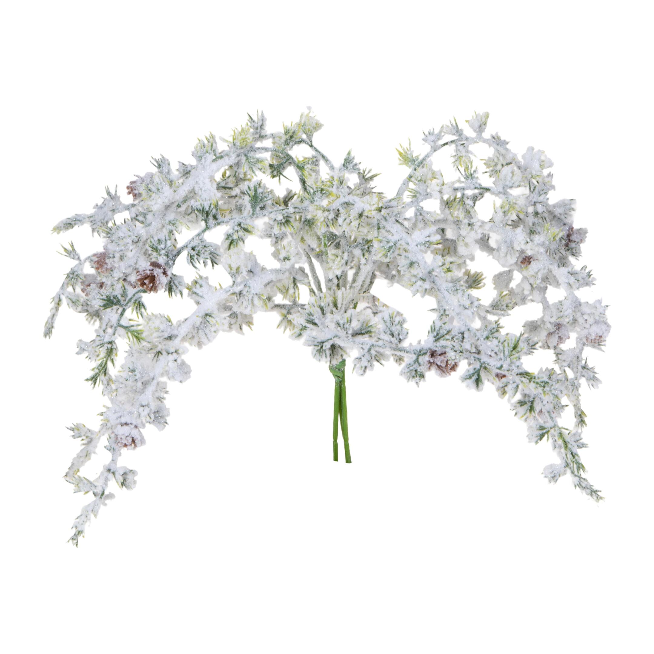 Abete rami innevato con pigne - Pezzi 6 - VERDE - Bianchi Dino SpA