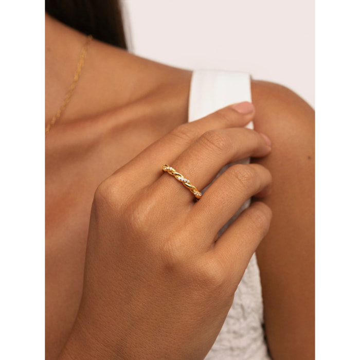 Anillo Tressia Plata Baño Oro