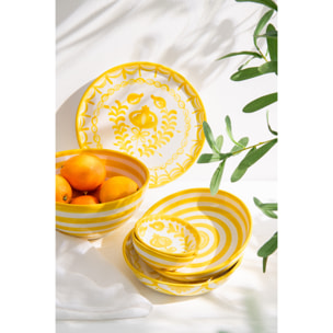 J-Line assiette Granada - céramique - blanc/jaune