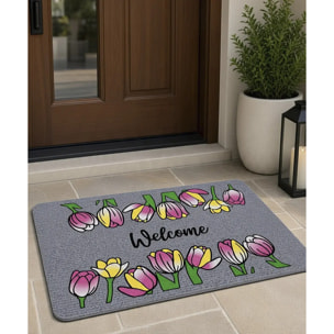 Zerbino Fiori con Welcome per ingresso casa in poliestere