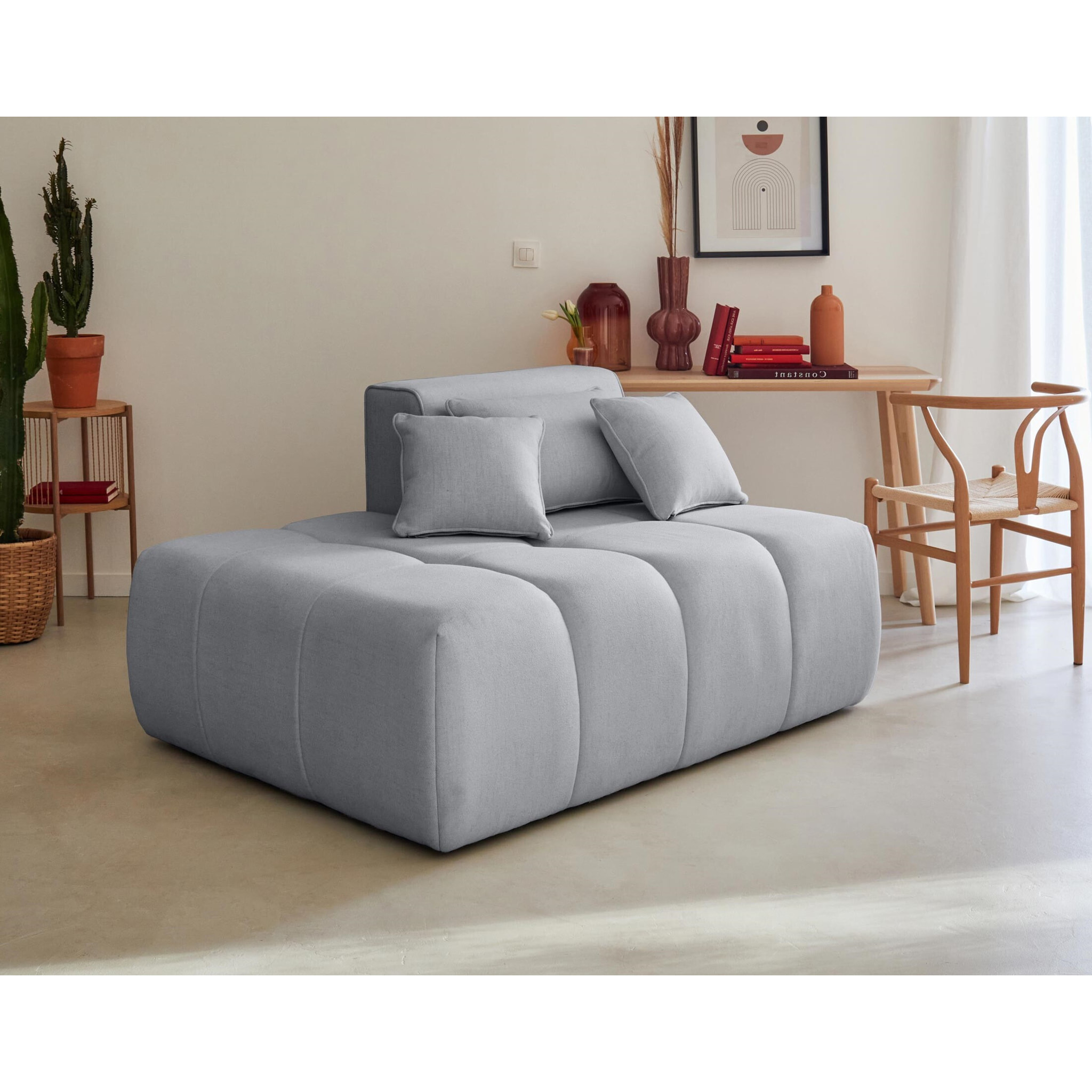 Caracas - module d'assise gauche - en tissu - Gris