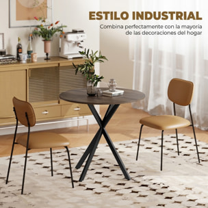 HOMCOM Mesa de Comedor Redonda, Mesa de Cocina Pequeña para 2 Personas, Estilo Industrial, Patas de Acero Cruzadas, para Comedor, Cocina, Salón, Ø80 cm, Marrón