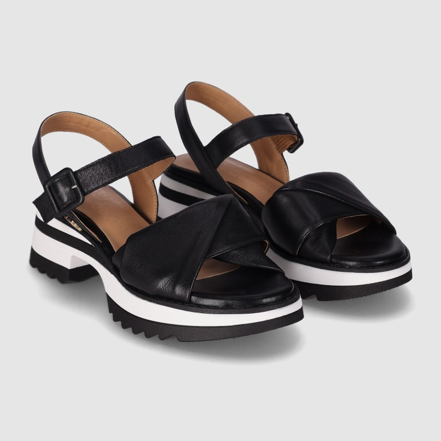 Sandalias de Piel - Negro - Tacón: 4 cm