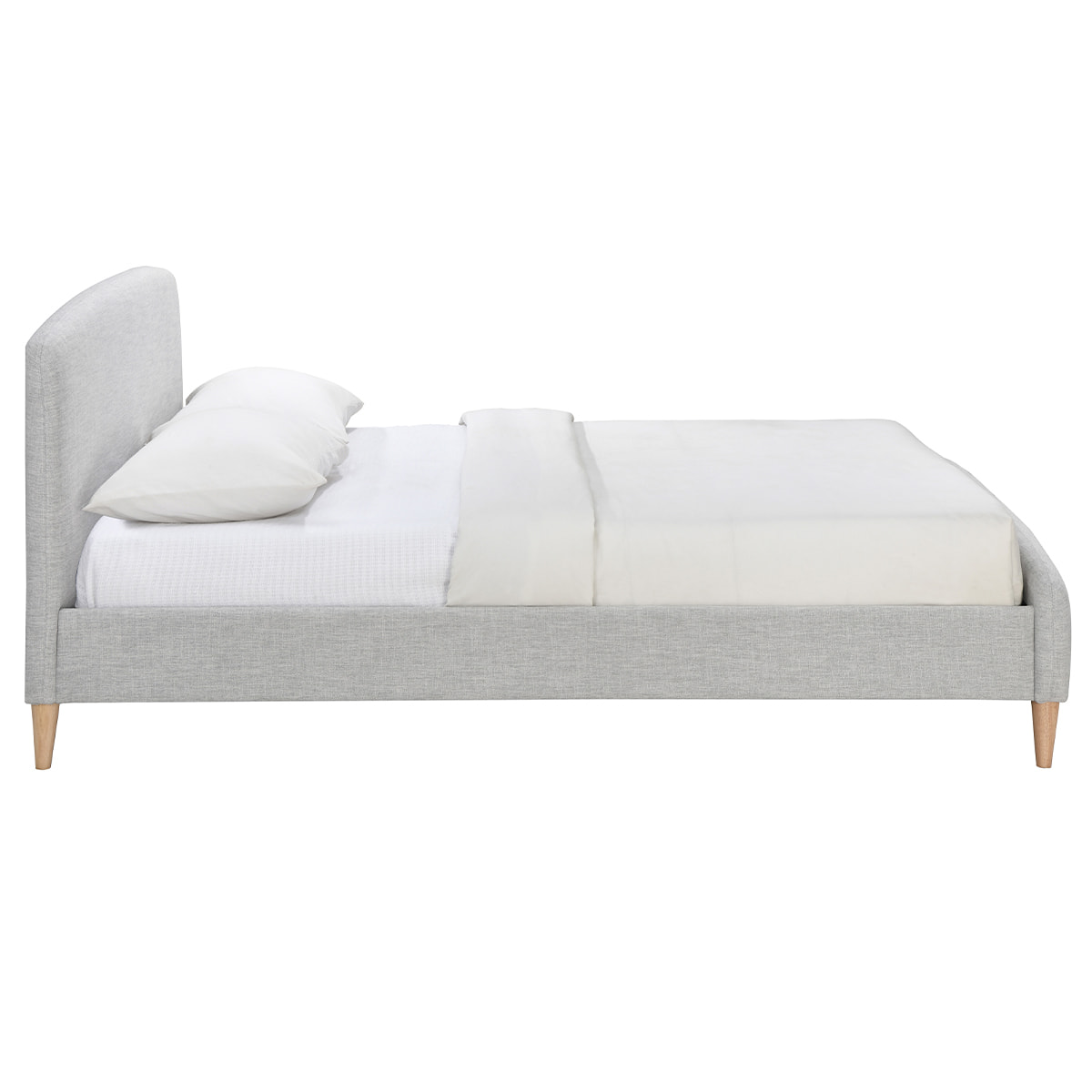 Lit 2 places 160x200 cm en tissu gris clair NIELS